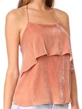 Alice+Olivia Maribeth Layered Velvet Halter Top